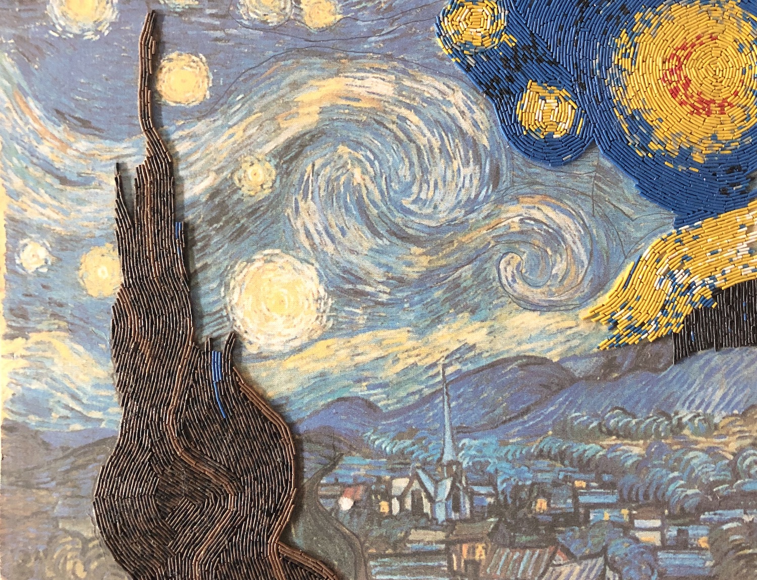 Work in progress of a wire mosaic which is inpsired by Vincent von Gogh
